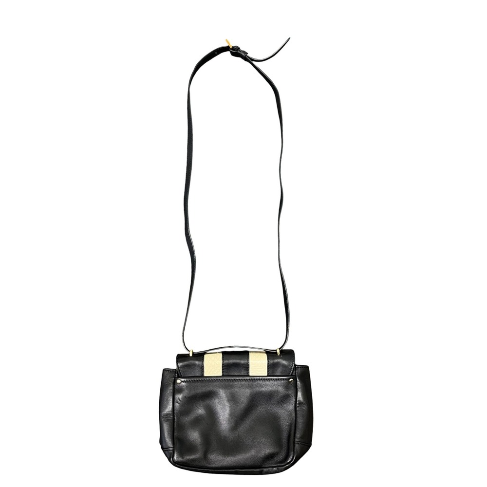 Club Monaco Daria Black Cow Leather Water Snake Trim Crossbody Bag 06205386 - Picture 5 of 10
